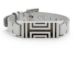 Tory Burch Silver Fitbit-Case Leather Bracelet